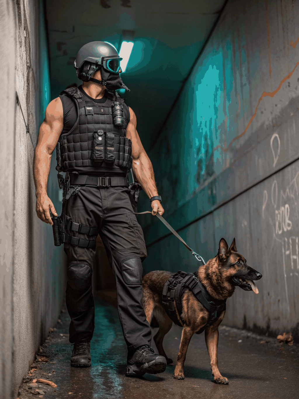 Instructor K9 Operations Lead in tactical gear